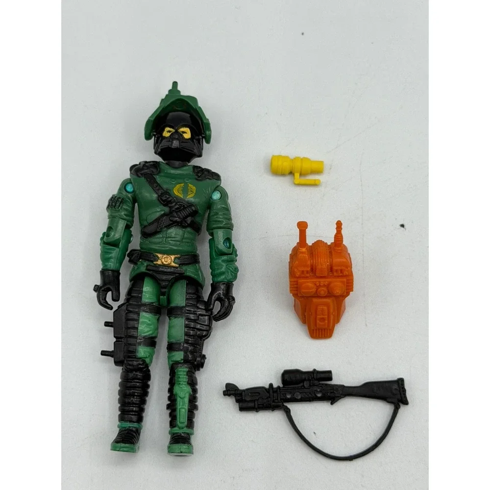 Vintage 1989 GI Joe COBRA NIGHT-VIPER v1 Action Figure Orange Funskool Backpack